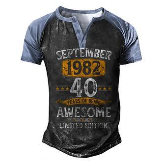 40 Year Old Gifts Men Born In September 1982 40Th Birthday Men's Henley Shirt Raglan Sleeve 3D Print T-shirt - Thegiftio UK