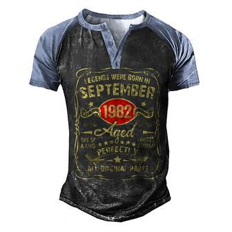 40 Year Old Vintage September 1982 40Th Birthday Gift Men Men's Henley Shirt Raglan Sleeve 3D Print T-shirt - Thegiftio UK
