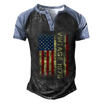 46 Year Old Gifts Vintage 1976 American Flag 46Th Birthday V2 Men's Henley Shirt Raglan Sleeve 3D Print T-shirt - Thegiftio UK