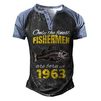 59Th Birthday - Fishermen Are Born In 1963 Funny Fishing Men's Henley Shirt Raglan Sleeve 3D Print T-shirt - Thegiftio UK