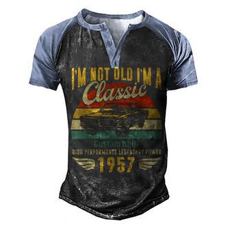 65Th Birthday Gifts For Men Retro 65Th Birthday Decorations Men's Henley Shirt Raglan Sleeve 3D Print T-shirt - Thegiftio UK