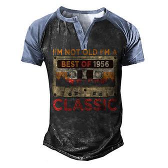 66 Year Old Men Best Of 1956 66Th Birthday Cassette Tape Men's Henley Shirt Raglan Sleeve 3D Print T-shirt - Thegiftio UK