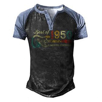 72Th Birthday Gift For Men Guitarist 1950 Limited Edition Men's Henley Shirt Raglan Sleeve 3D Print T-shirt - Thegiftio UK