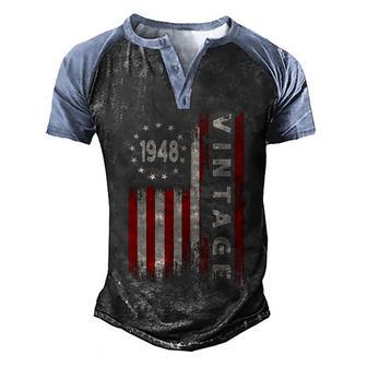 74 Year Old Gifts Vintage 1948 American Flag 74Th Birthday V2 Men's Henley Shirt Raglan Sleeve 3D Print T-shirt - Thegiftio UK