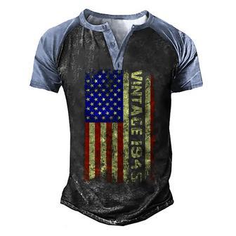 77 Year Old Gifts Vintage 1945 American Flag 77Th Birthday Men's Henley Shirt Raglan Sleeve 3D Print T-shirt - Thegiftio UK