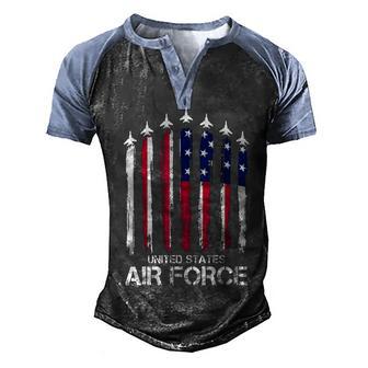 Air Force Us Veterans American Flag 4Th Of July Patriotic Men's Henley Shirt Raglan Sleeve 3D Print T-shirt - Thegiftio UK