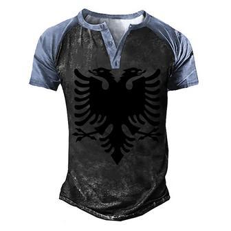 Albanian Flag Albania Flag Men's Henley Shirt Raglan Sleeve 3D Print T-shirt - Thegiftio UK