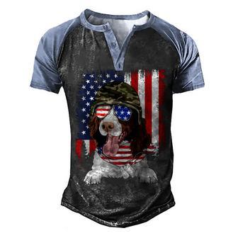 American Flag 4Th Of July English Springer Spaniel Dog Lover Men's Henley Shirt Raglan Sleeve 3D Print T-shirt - Thegiftio UK