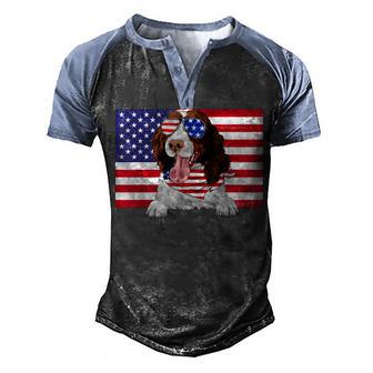 American Flag 4Th Of July English Springer Spaniel Dog Lover V2 Men's Henley Shirt Raglan Sleeve 3D Print T-shirt - Thegiftio UK