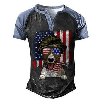 American Flag 4Th Of July Jack Russell Terrier Veteran Dog Men's Henley Shirt Raglan Sleeve 3D Print T-shirt - Thegiftio UK