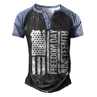 American Flag Freedom Day Junenth Men's Henley Shirt Raglan Sleeve 3D Print T-shirt - Thegiftio UK
