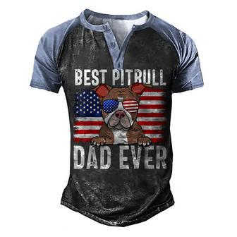 American Flag Pitbull Dad Dog Lover Gift For Fathers Day Men's Henley Shirt Raglan Sleeve 3D Print T-shirt - Thegiftio UK