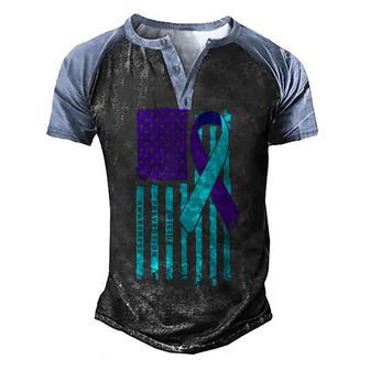 American Flag Ribbon Suicide Awareness Mental Health Men's Henley Shirt Raglan Sleeve 3D Print T-shirt - Thegiftio UK