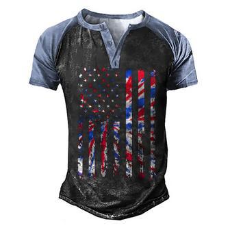 American Flag Tie Dye Patriotic Vintage Usa V2 Men's Henley Shirt Raglan Sleeve 3D Print T-shirt - Thegiftio UK