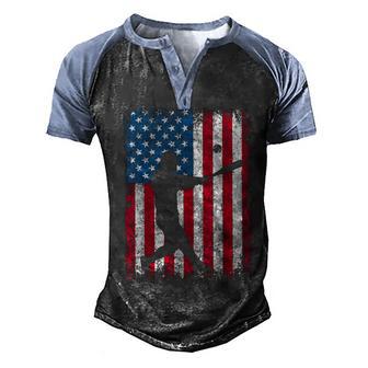American Flag Vintage Baseball Flag Men Boys Gift Men's Henley Shirt Raglan Sleeve 3D Print T-shirt - Thegiftio UK