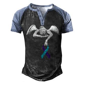 Angel Ribbon Mental Health Suicide Awareness Men's Henley Shirt Raglan Sleeve 3D Print T-shirt - Thegiftio UK