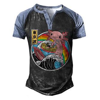 Anime Axolotl Waifu Who Love Anime Ramen And Sketching Japan V2 Men's Henley Shirt Raglan Sleeve 3D Print T-shirt - Thegiftio UK