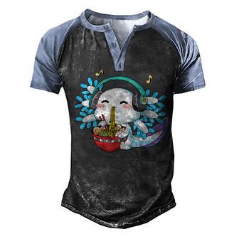 Anime Axolotl Waifu Who Love Anime Ramen And Sketching Japan V3 Men's Henley Shirt Raglan Sleeve 3D Print T-shirt - Thegiftio UK