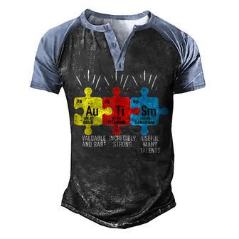 Autism Elements Periodic Table Awareness Asd Support Men's Henley Shirt Raglan Sleeve 3D Print T-shirt - Thegiftio UK