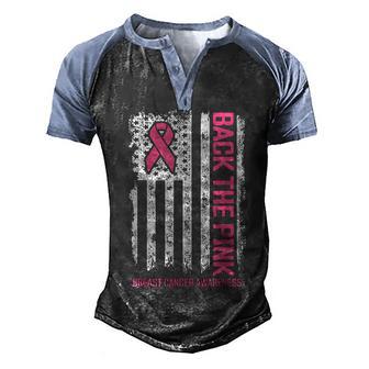 Back The Pink American Flag Breast Cancer Awareness Men's Henley Shirt Raglan Sleeve 3D Print T-shirt - Thegiftio UK