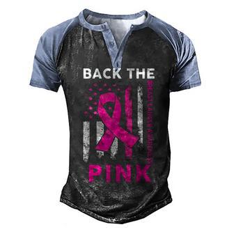Back The Pink Breast Cancer Awareness American Flag Men's Henley Shirt Raglan Sleeve 3D Print T-shirt - Thegiftio UK