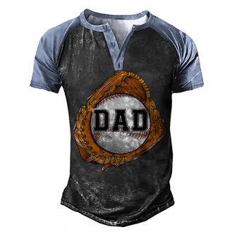 Baseball Catch Glove Baseball Dad Baseball Daddy Fathers Day Men's Henley Shirt Raglan Sleeve 3D Print T-shirt - Thegiftio UK