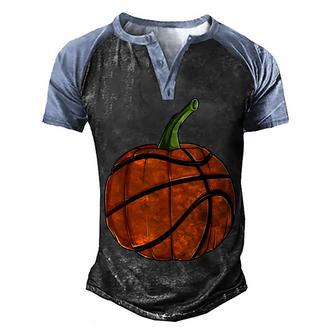 Basketball Pumpkin T Mens Boys Halloween Basket Lover Men's Henley Shirt Raglan Sleeve 3D Print T-shirt - Thegiftio UK