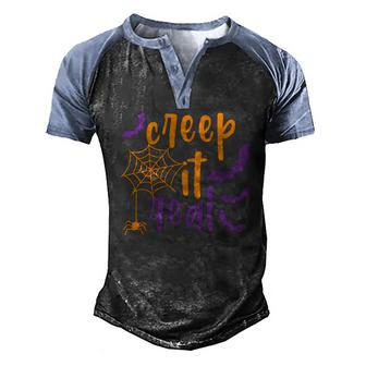 Bat Halloween Creep It Real Color Men's Henley Shirt Raglan Sleeve 3D Print T-shirt - Seseable