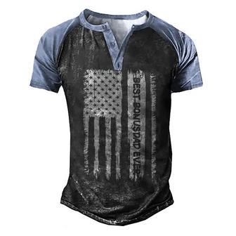 Best Bonus Dad Ever V2 Men's Henley Shirt Raglan Sleeve 3D Print T-shirt - Thegiftio UK
