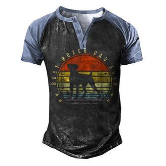 Best Boxer Dad Ever Daddy Dog Lover Funny Fathers Day Men's Henley Shirt Raglan Sleeve 3D Print T-shirt - Thegiftio UK