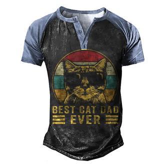 Best Cat Dad Ever Bump Fit Fathers Day Gift Daddy For Men Men's Henley Shirt Raglan Sleeve 3D Print T-shirt - Thegiftio UK