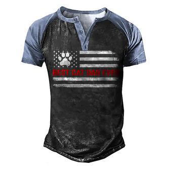 Best Cat Dad Ever Cat Daddy Flag Gift Men's Henley Shirt Raglan Sleeve 3D Print T-shirt - Thegiftio UK