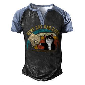 Best Cat Dad Ever Funny Cat Daddy Fathers Day Men's Henley Shirt Raglan Sleeve 3D Print T-shirt - Thegiftio UK