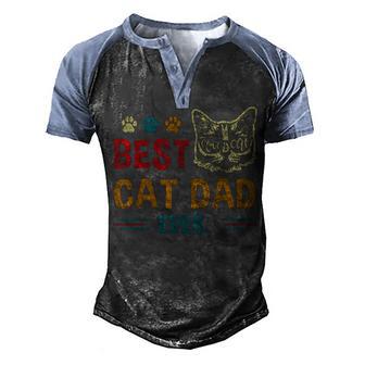 Best Cat Dad Ever Vintage Retro Cat Dad Father Day Men's Henley Shirt Raglan Sleeve 3D Print T-shirt - Thegiftio UK