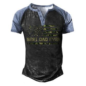 Best Dad Ever American Military Camouflage Flag Fathers Day Men's Henley Shirt Raglan Sleeve 3D Print T-shirt - Thegiftio UK