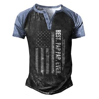 Best Pap Pap Ever Vintage American Flag Fathers Day Men's Henley Shirt Raglan Sleeve 3D Print T-shirt - Thegiftio UK
