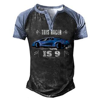 Birth Born Age 9 Year Old Fast Race Driver Racer Racing Car Men's Henley Shirt Raglan Sleeve 3D Print T-shirt - Thegiftio UK