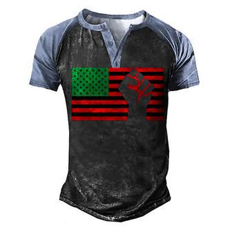 Black Lives Matter Pan African American Unia Flag Men's Henley Shirt Raglan Sleeve 3D Print T-shirt - Thegiftio UK