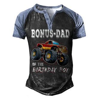 Bonus Dad Of The Birthday Boy Monster Truck Birthday Novelty Men's Henley Shirt Raglan Sleeve 3D Print T-shirt - Thegiftio UK