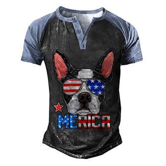 Boston Terrier Merica 4Th Of July T Men Boys Dog Puppy Men's Henley Shirt Raglan Sleeve 3D Print T-shirt - Thegiftio UK