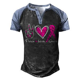 Breast Cancer Awareness Costume Pink Peace Love Cure Faith V4 Men's Henley Shirt Raglan Sleeve 3D Print T-shirt - Thegiftio UK