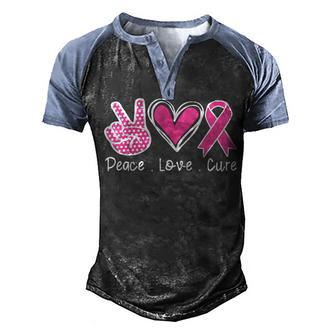 Breast Cancer Awareness Costume Pink Peace Love Cure Faith V6 Men's Henley Shirt Raglan Sleeve 3D Print T-shirt - Thegiftio UK
