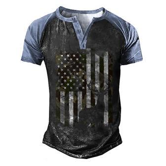 Camo Us Flag Deer Elk Buck Camoflage Hunting Hunter Dad Gift Men's Henley Shirt Raglan Sleeve 3D Print T-shirt - Thegiftio UK