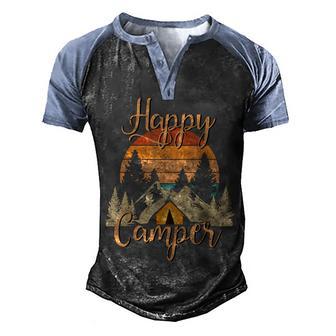 Camper Happy Summer Camp Camping Lover Nature Lover Vintage Men's Henley Shirt Raglan Sleeve 3D Print T-shirt - Thegiftio UK
