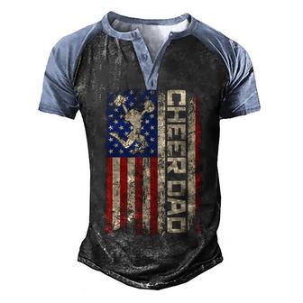 Cheerleader Dad Funny Cheer Dad American Us Flag Father Team Men's Henley Shirt Raglan Sleeve 3D Print T-shirt - Thegiftio UK