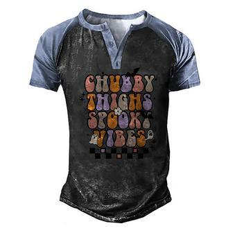 Chubby Thights And Spooky Vibes Halloween Groovy Men's Henley Shirt Raglan Sleeve 3D Print T-shirt - Seseable