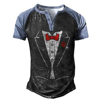 Classic Tuxedo Red Rose Costume Cool Valentines Day Men Boys Men's Henley Shirt Raglan Sleeve 3D Print T-shirt - Thegiftio UK