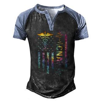 Cna Job Certified Nursing Assistant America Flag Tie Dye Men's Henley Shirt Raglan Sleeve 3D Print T-shirt - Thegiftio UK