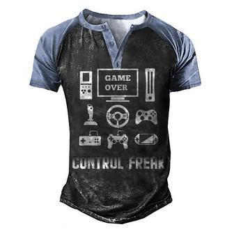 Control Freak Video Game Player Gaming Gamer Pc Console Geek V3 Men's Henley Shirt Raglan Sleeve 3D Print T-shirt - Thegiftio UK