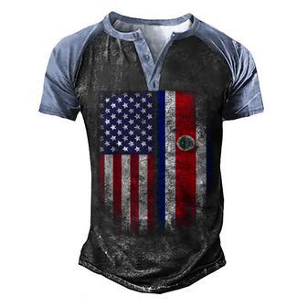 Costa Rican American Flag Costa Rica Usa Gift America Men's Henley Shirt Raglan Sleeve 3D Print T-shirt - Thegiftio UK